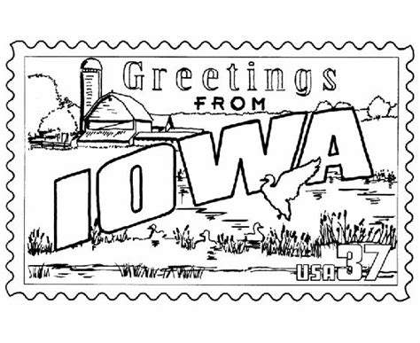 Authentic & accurate, instant download Iowa State Stamp Coloring Page | postcard inspriration ...