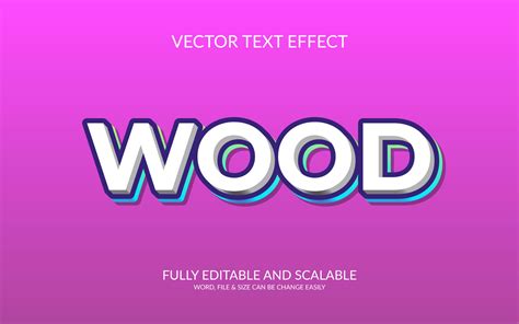 Wood Editable Vector Eps 3d Text Effect Template Design