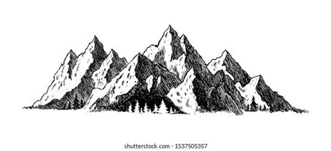 Mountain Landscape Black On White Background Stock Vector Royalty Free