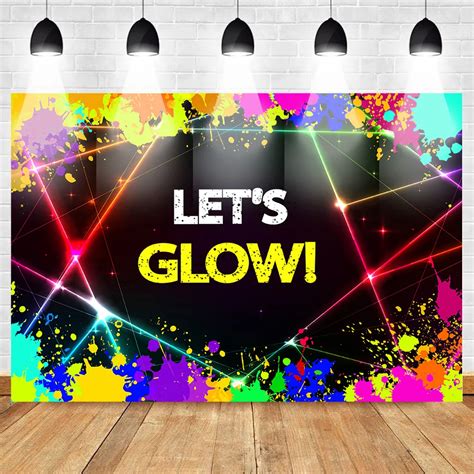 Glow Neon Party Backdrop Lets Glow Splatter Shinning Lights