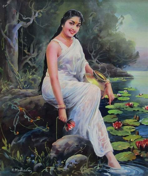 Art By K Madhavan Indian Art Paintings Indian Women Painting