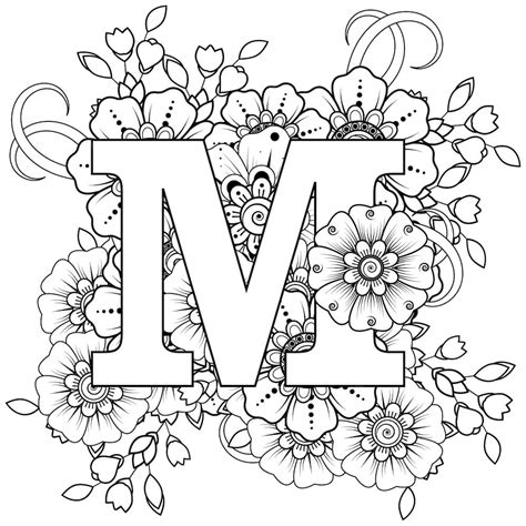 Premium Vector Letter M With Mehndi Flower Decorative Ornament In