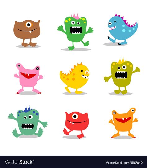 Friendly Little Monsters Set 2 Royalty Free Vector Image