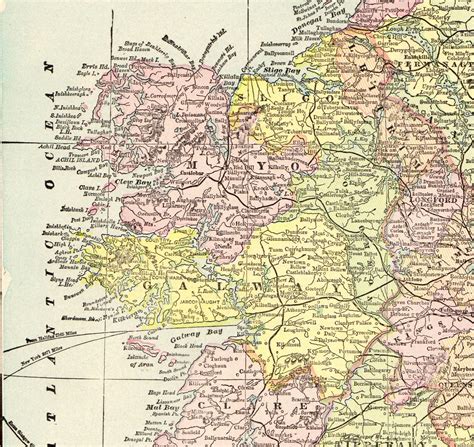 1902 Antique Ireland Map Crams Map Of Ireland Gallery Wall Art Etsy