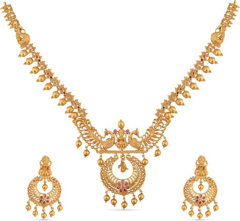 Amazon Tarinika Antique Gold Plated Kanti Short Necklace Set With