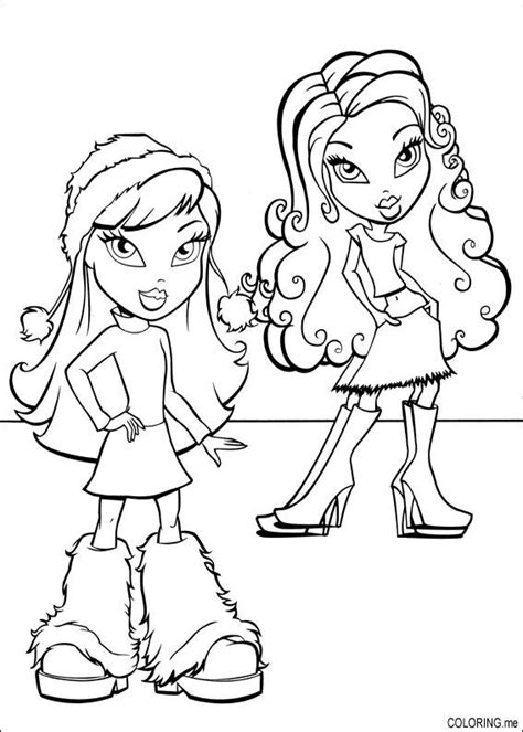 Coloring Page Bratz With Her Friend In Winter Coloringme