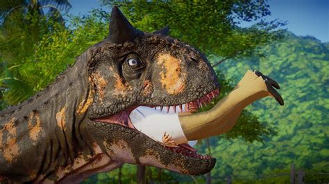 2 Carnotaurus Vs 2 Baryonyx Breakout And Fight Jurassic World Evolution Dinosaurs Battle Youtube