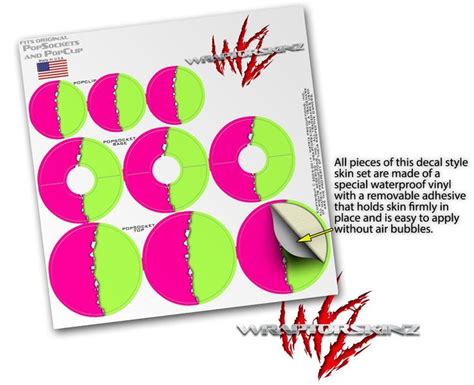 Popsockets Ripped Colors Hot Pink Neon Green Wraptorskinz