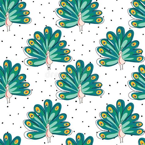seamless vector patterns peacock colorful exotic birds on black and white spotted background