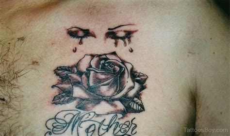 Crying Eye And Rose Tattoo On Chest Tattoo Designs Tattoo Pictures