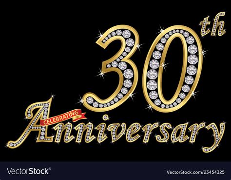 Celebrating 30th Anniversary Golden Sign Vector Image
