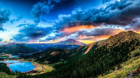 2560x1440 Wallpaper Sunset Mountain Lake Landscape Sunset