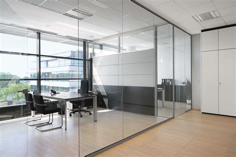 soundproof office glass partition walls aluminum frame environment friendly
