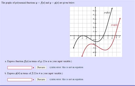 Solved The Graphs Of Polynomial Functions Y F X And Y G Chegg Hot Sex Picture