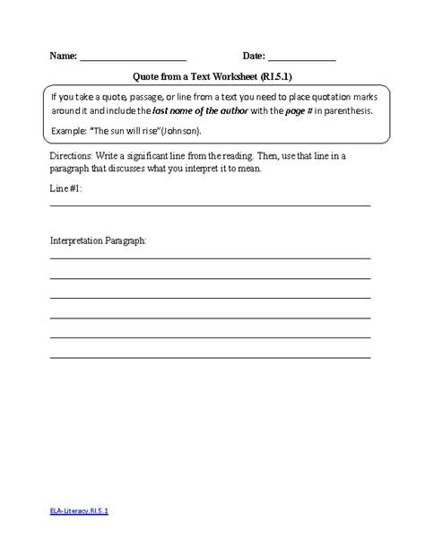 However, quotations and paraphrasing usually do not stand alone in their own sentence. 5th Grade Common Core | Reading Informational Text Worksheets