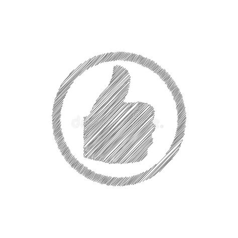 Thumbs Up Sketch Grey Vector Icon Hand Drawn Gesture Symbol Stock