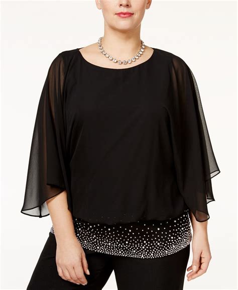 Msk Plus Size Embellished Chiffon Blouse And Reviews Tops Women