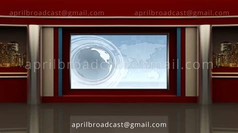 News Tv Studio Set Virtual Green Screen Background Loop Green