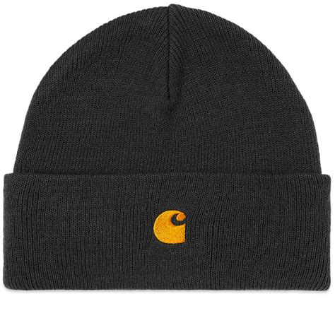 Carhartt Wip Chase Beanie Black And Gold End Ca