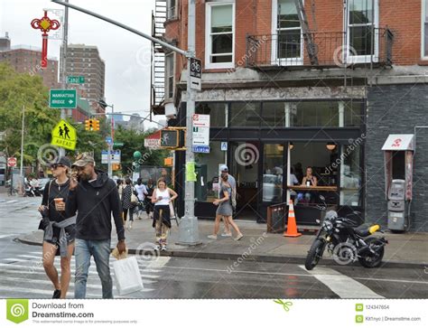 New York City Lower East Side Manhattan Street Scene People Walking