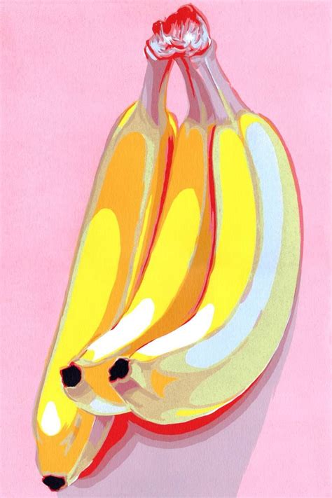 Banana Painting Fruit Original Art Food Artwork Kitchen Pop Art