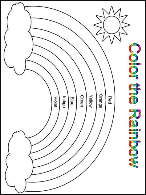 Customize Your Free Printable Color the Rainbow Kindergarten Worksheet