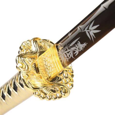 Fully Handmade Gold Printed Blade Japanese Samurai Sword Battle Ready