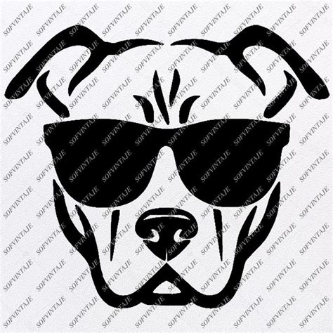 Dog Svg File Pitbull With Glasses Svg Pitbull Svg Original Design