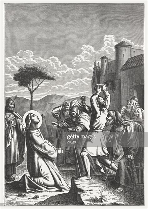 Stoning Of Stephen Wood Engraving Published 1888 High Res Vector