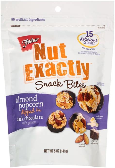 Fisher Nut Exactly Almond Popcorn Snack Bites Dipped In Dark