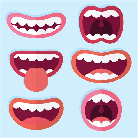 Flat Mouth Expression Collection Vector 174971 Vector Art At Vecteezy
