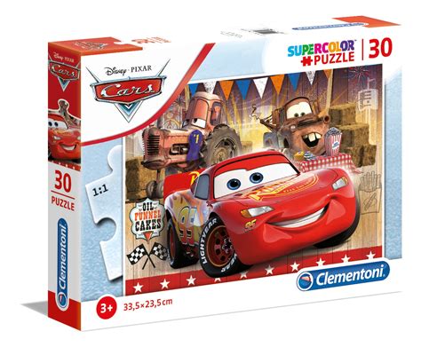This 2000 piece puzzle features a collage of movie posters for disney pixar movies. Disney Pixar Cars - 30 pcs - Supercolor Puzzle - Clementoni