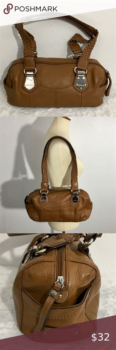 Tignanello Caramel Pebbled Leather Shoulder Bag Leather Shoulder Bag