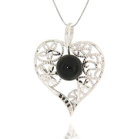 Pearlz Ocean Black Onyx And Black Spinel Sterling Silver Heart Pendant