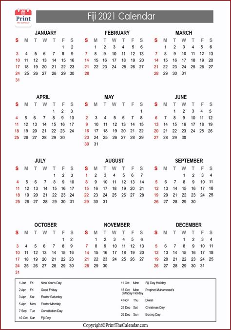 2021 Holiday Calendar Fiji Fiji 2021 Holidays