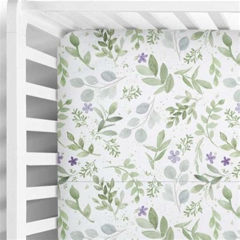 Fitted Crib Sheet In Eucalyptus And Lavender Print Coco Moss