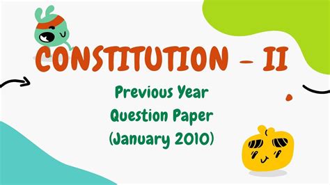 Constitution II Previous Year Question Paper KSLU January 2010 LL B
