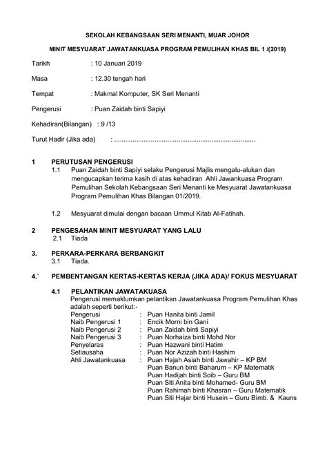 So please help us by uploading 1 new document or like us to download Contoh Minit Mesyuarat 2019