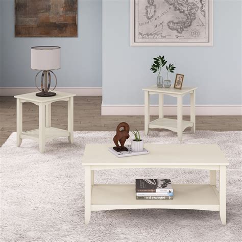 Coffee tables with shelves and drawers. CorLiving Cambridge 3pc Two-Tiered Coffee Table and End ...