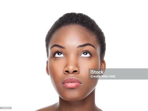 Beautiful Black Woman Looking Up Stock Photo Download Image Now