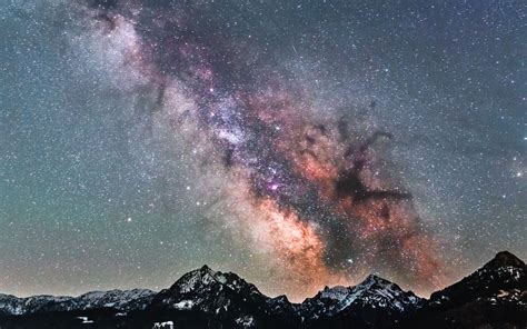 Download Wallpaper 2560x1600 Milky Way Starry Sky Mountains Peaks