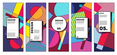 Vector Vertical Banner Design Template With Colorful Abstract Geometric