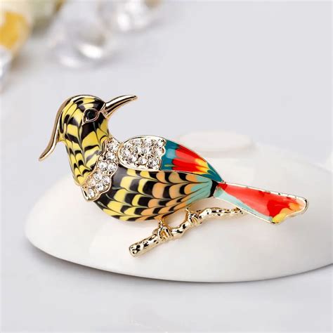 Lovely Fashion Animal Bird Rhinestone Enamel Brooches Women Jewelry