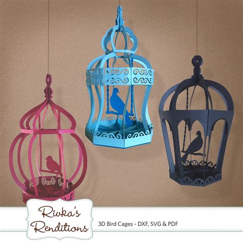 Free 3d paper scene svg cutting files. 3D Bird Cages Digital Cut File and Template by ...