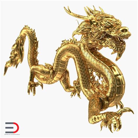 Golden Chinese Dragon 3d Chinese Dragon Dragon Chinese