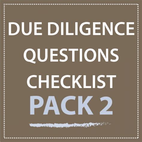Due Diligence Questions Checklist Pack 2 Sell Your Business