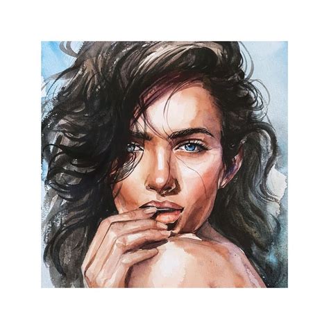 Original Watercolor Painting Woman Portrait Painting Wall Etsy