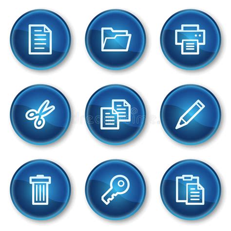 Document Web Icons Set 1 Blue Circle Buttons Stock Vector