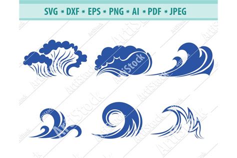 Wave SVG, Sea Waves svg, Ocean Waves svg, Sea Dxf, Png, Eps (423117