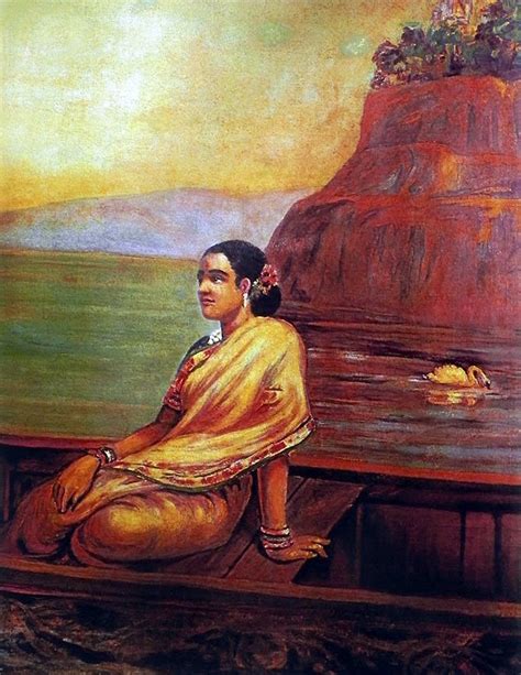 Reprints Of Raja Ravi Varma Paintings Lady Enjoying Boat Ride Female Art Painting Art Painting